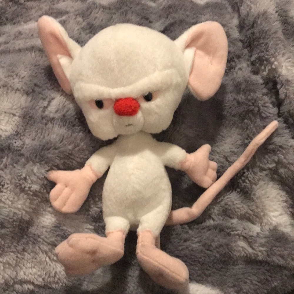 Pinky And The Brain 9” Plush Animaniacs Stuffed Animal Dakin w/ Bendy Tail 1995